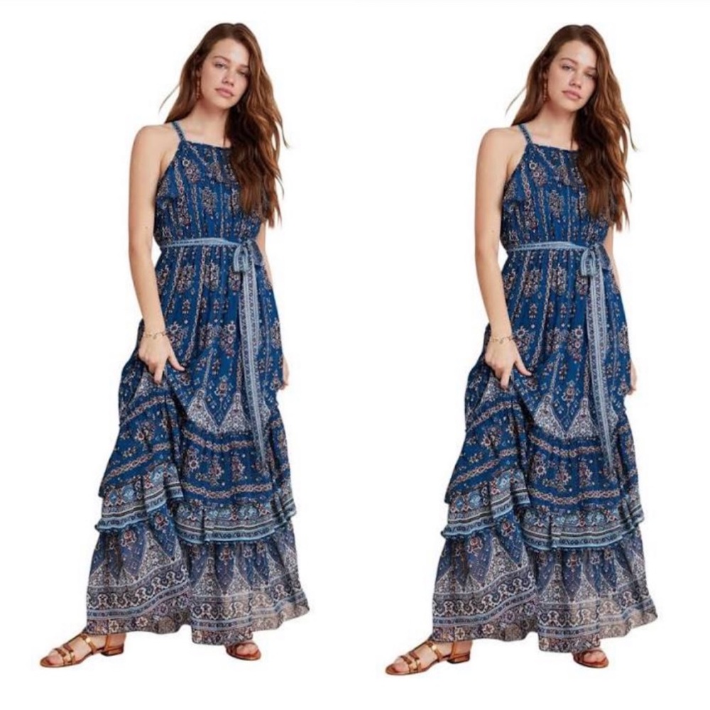 Anthropologie Sasha Ruffled Maxi Dress Size XS